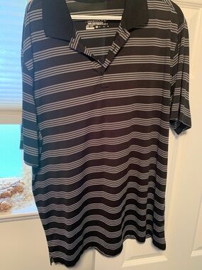 Nike Striped Dri-FIT Tour Performance Polo - Black & White